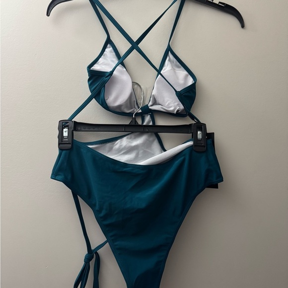 Welooc Deep Teal Cutout Swimsuit - Picture 4 of 5